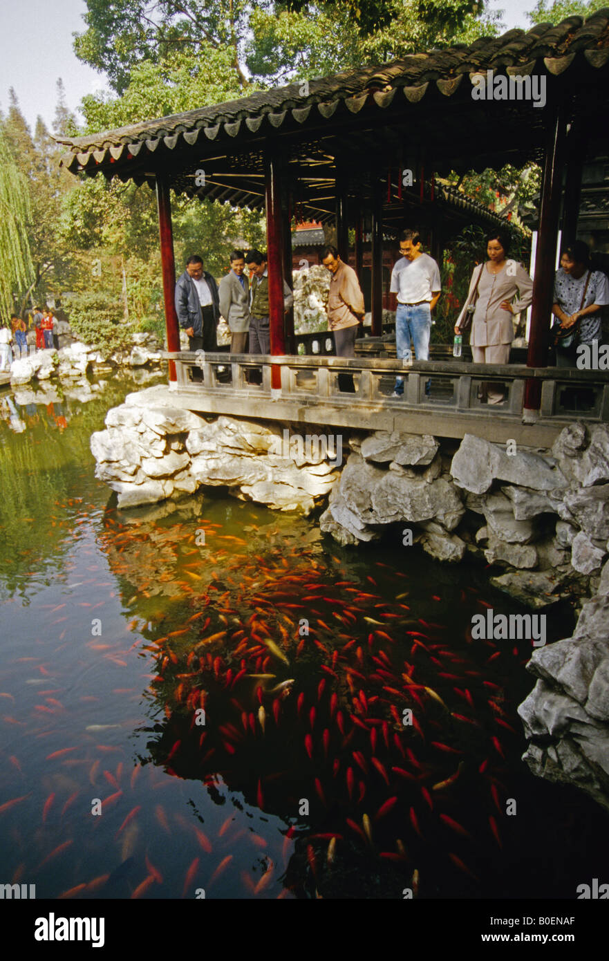 Yu Yuan (Garden of the Madarin Yu) goldfish pond in Shanghai Old Town Stock Photo