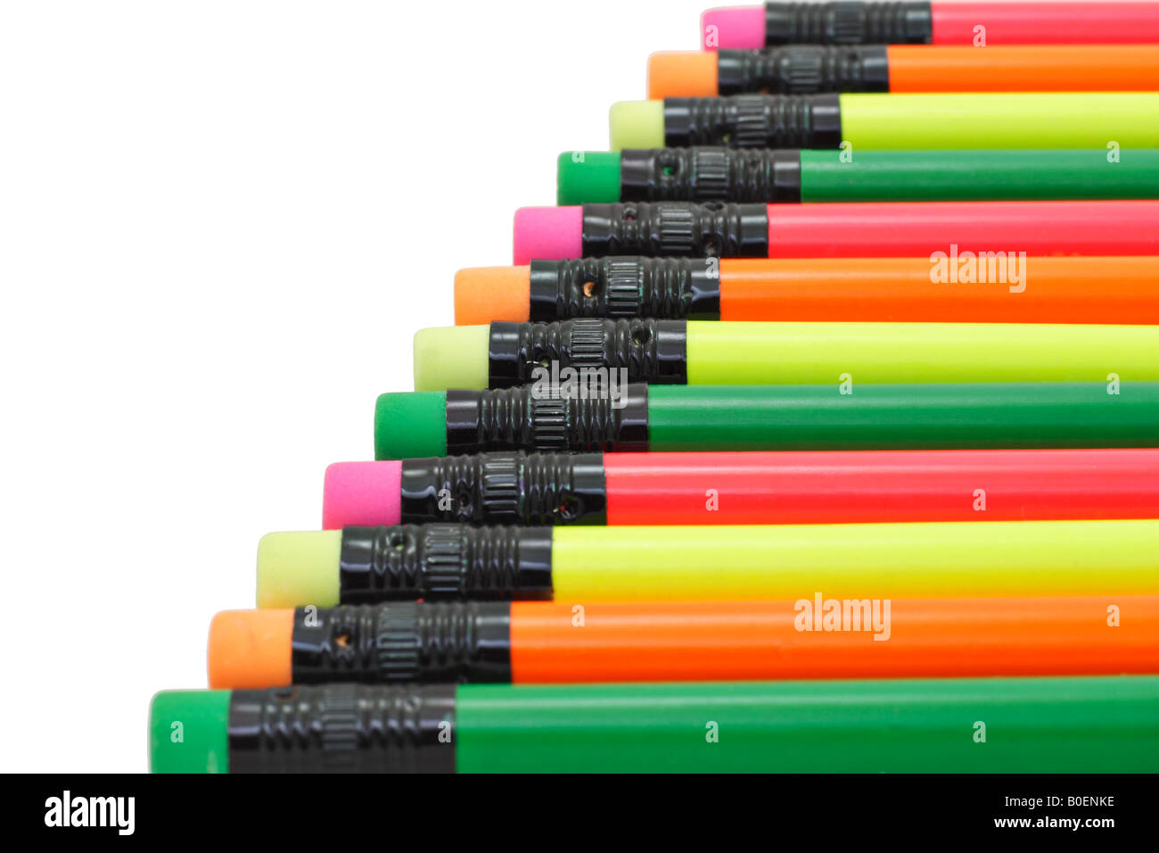 Colorful pencils arranged diagonally on white background Stock Photo ...