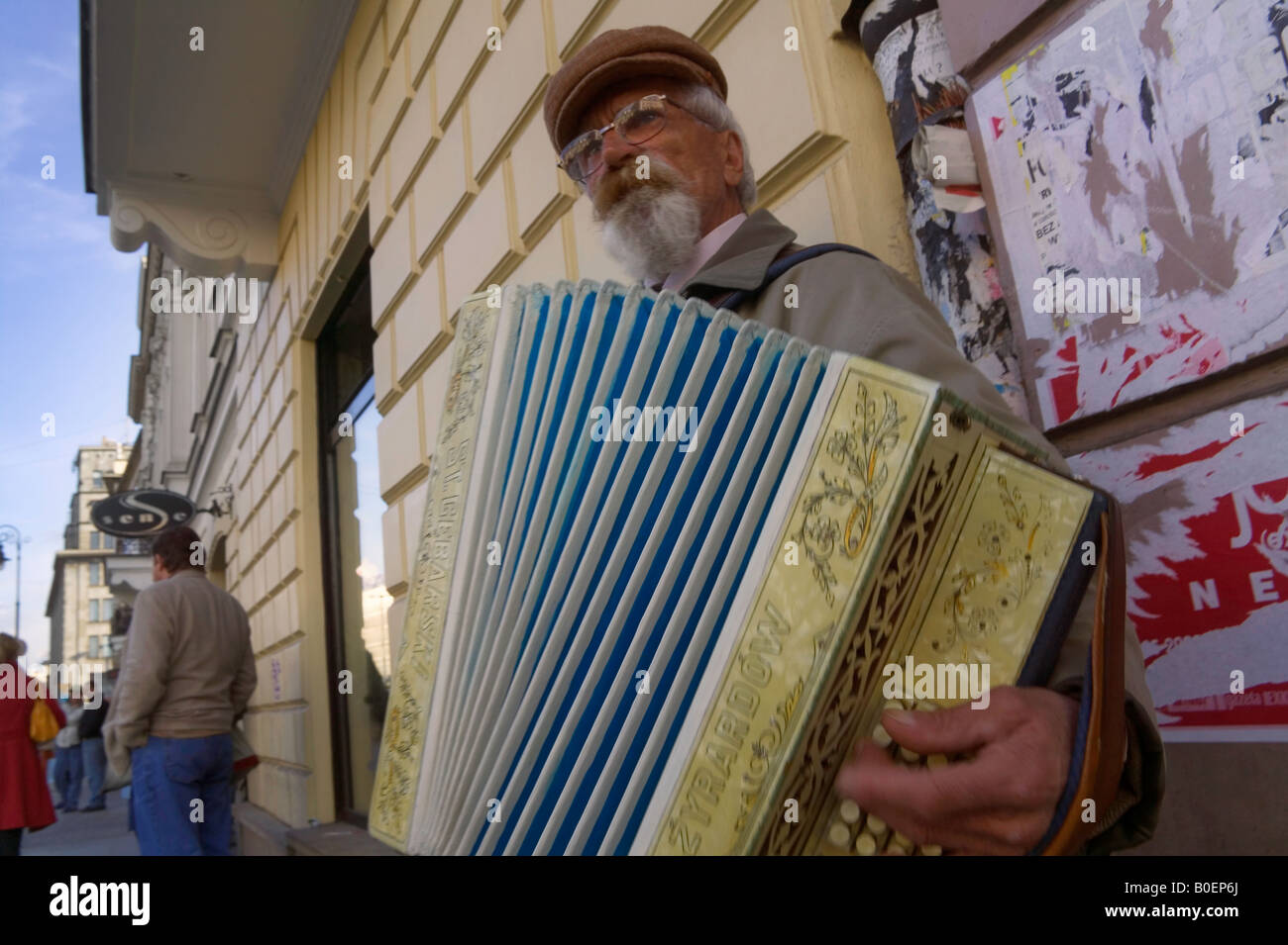 Man playing accordion on the street Warsaw Poland Stock Photo Alamy