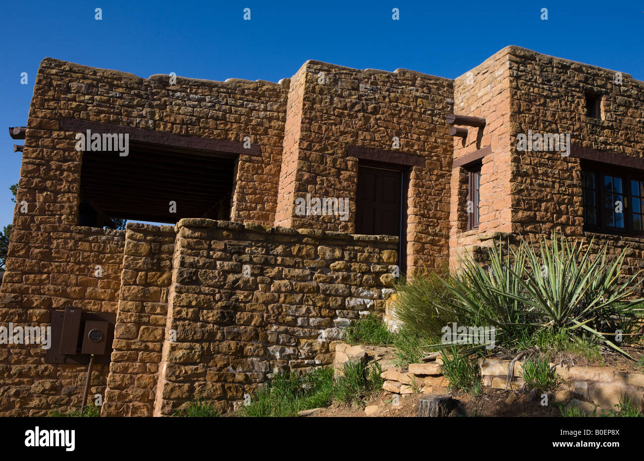 Administrative building designed to mimic the cliff dwellings at the Park Headquarters of Mesa Verde National Park Stock Photo