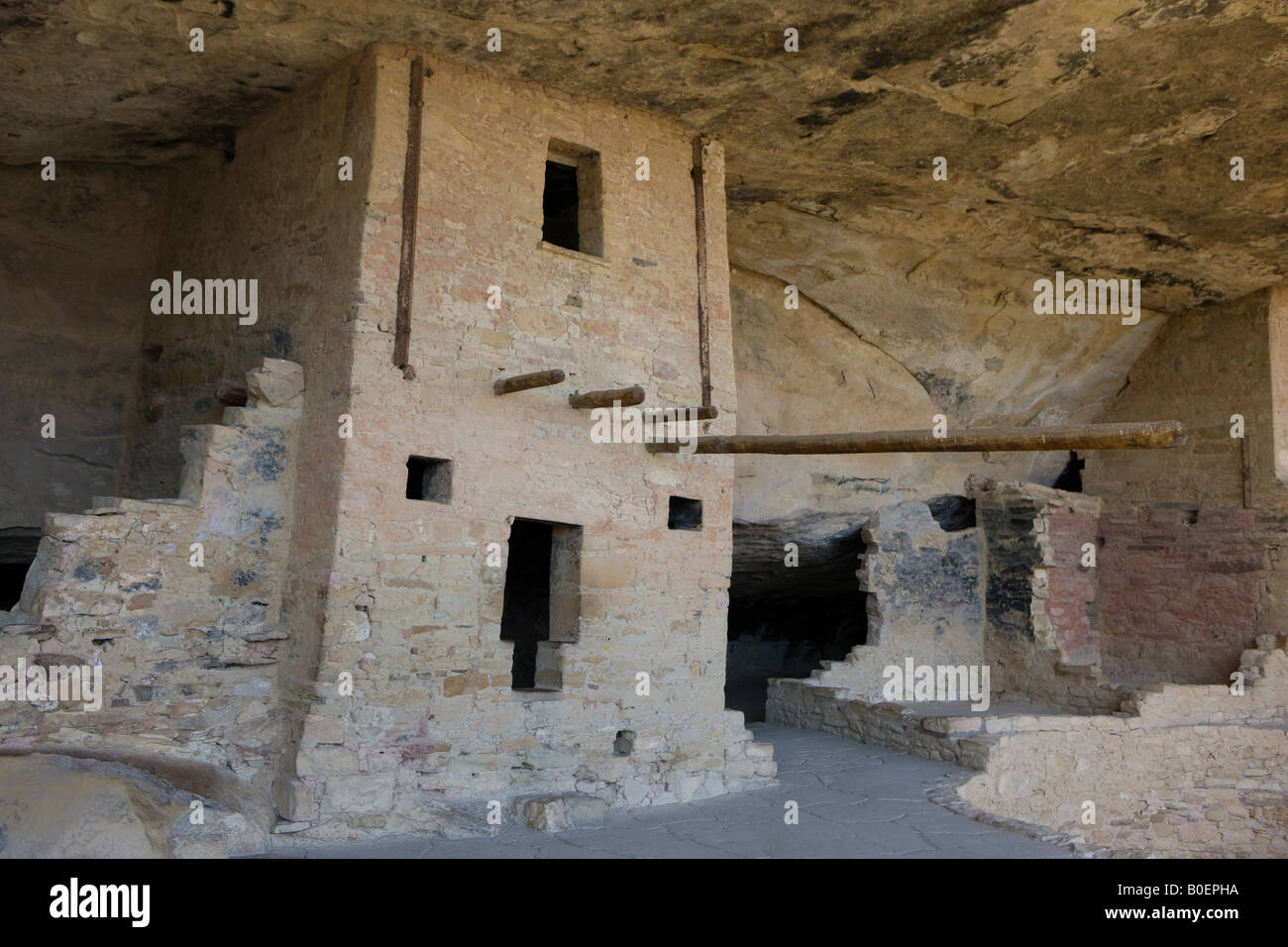Balcony House ruins built by the Ancient Pueblo people located in Mesa Verde National Park near Cortez Colorado Stock Photo