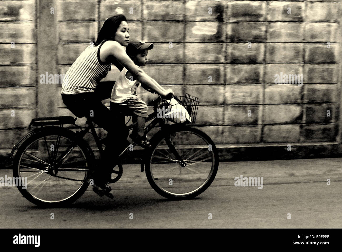 mother and son, bangkok reportage scene, thailand Stock Photo