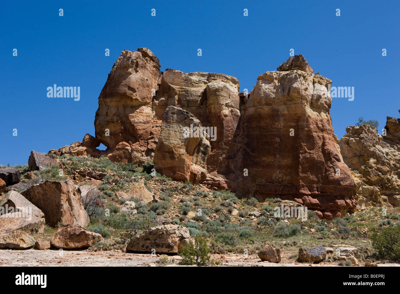 Rock formation at the Sand Canyon Trail head Canyons of the Ancients National Monument Colorado Stock Photo