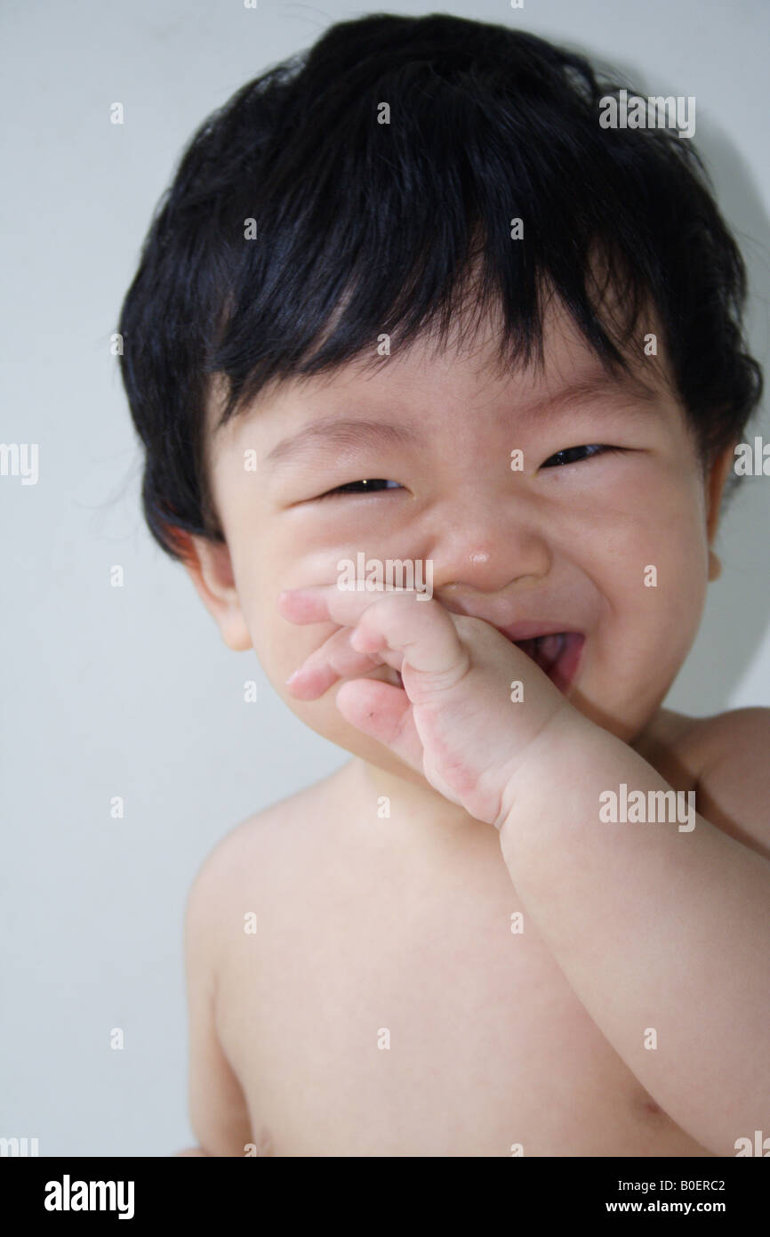 Baby boy crying Stock Photo