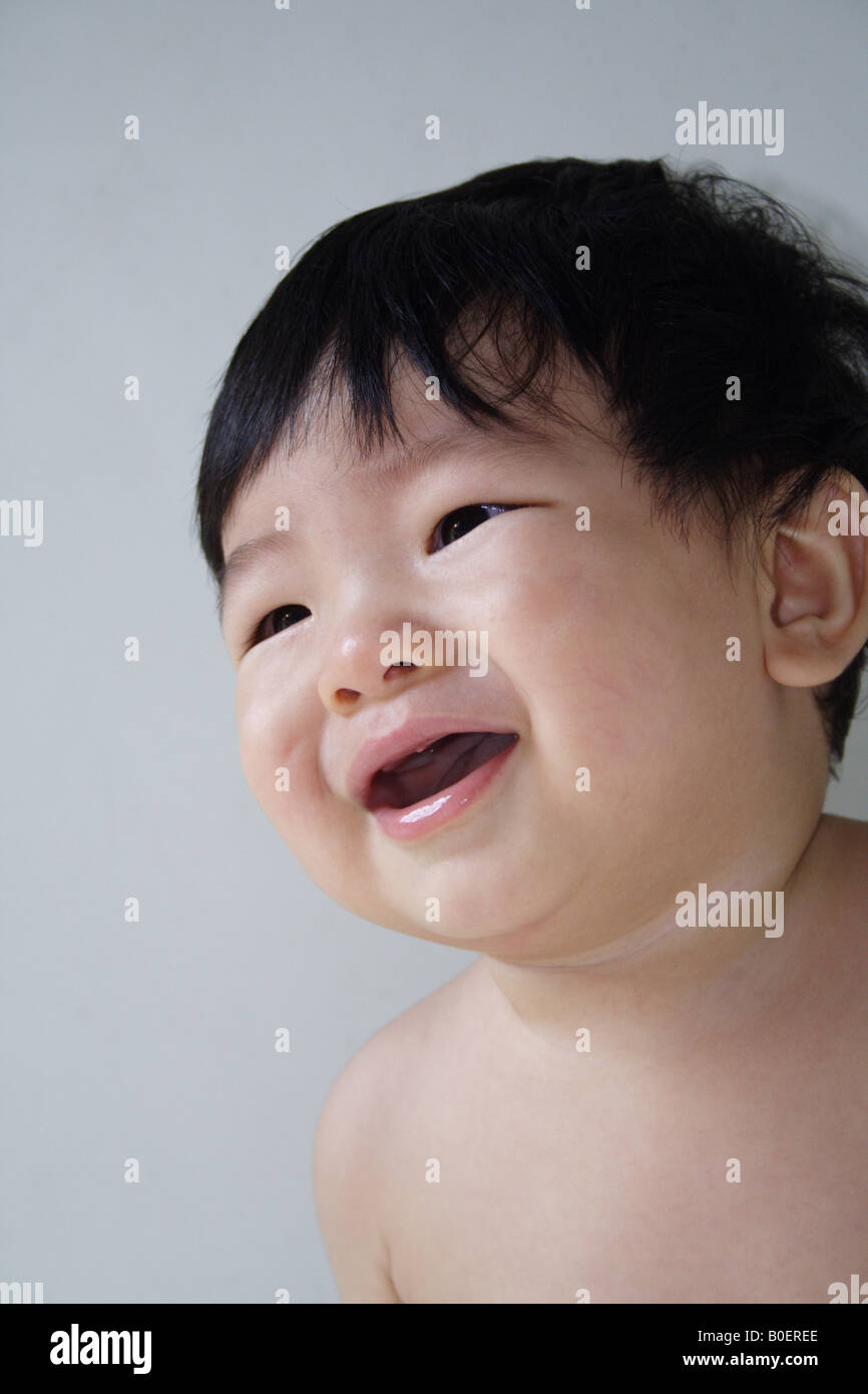 Baby boy crying Stock Photo