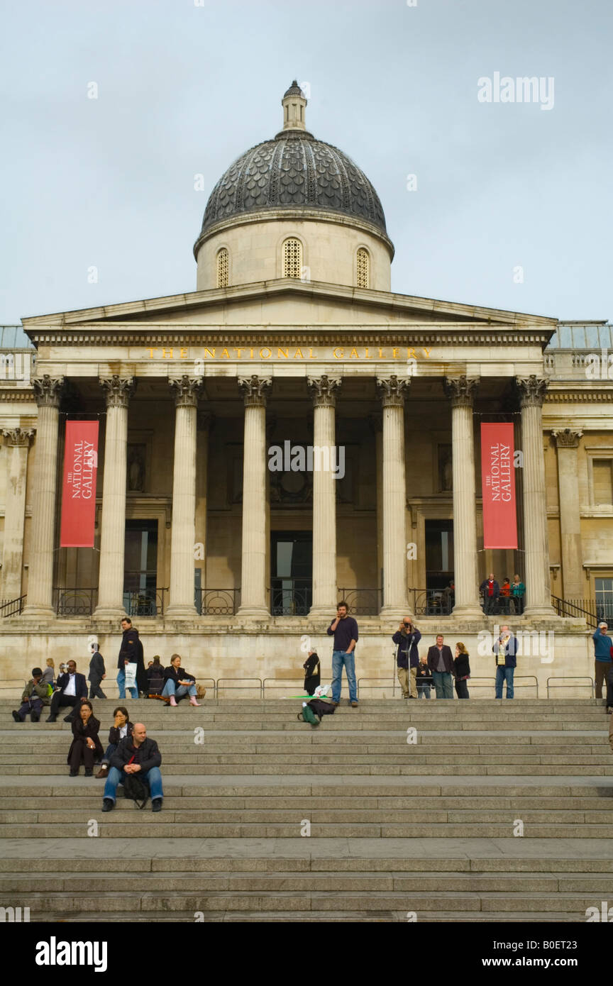 National Gallery art museum at Trafalgar Square in London UK Stock Photo