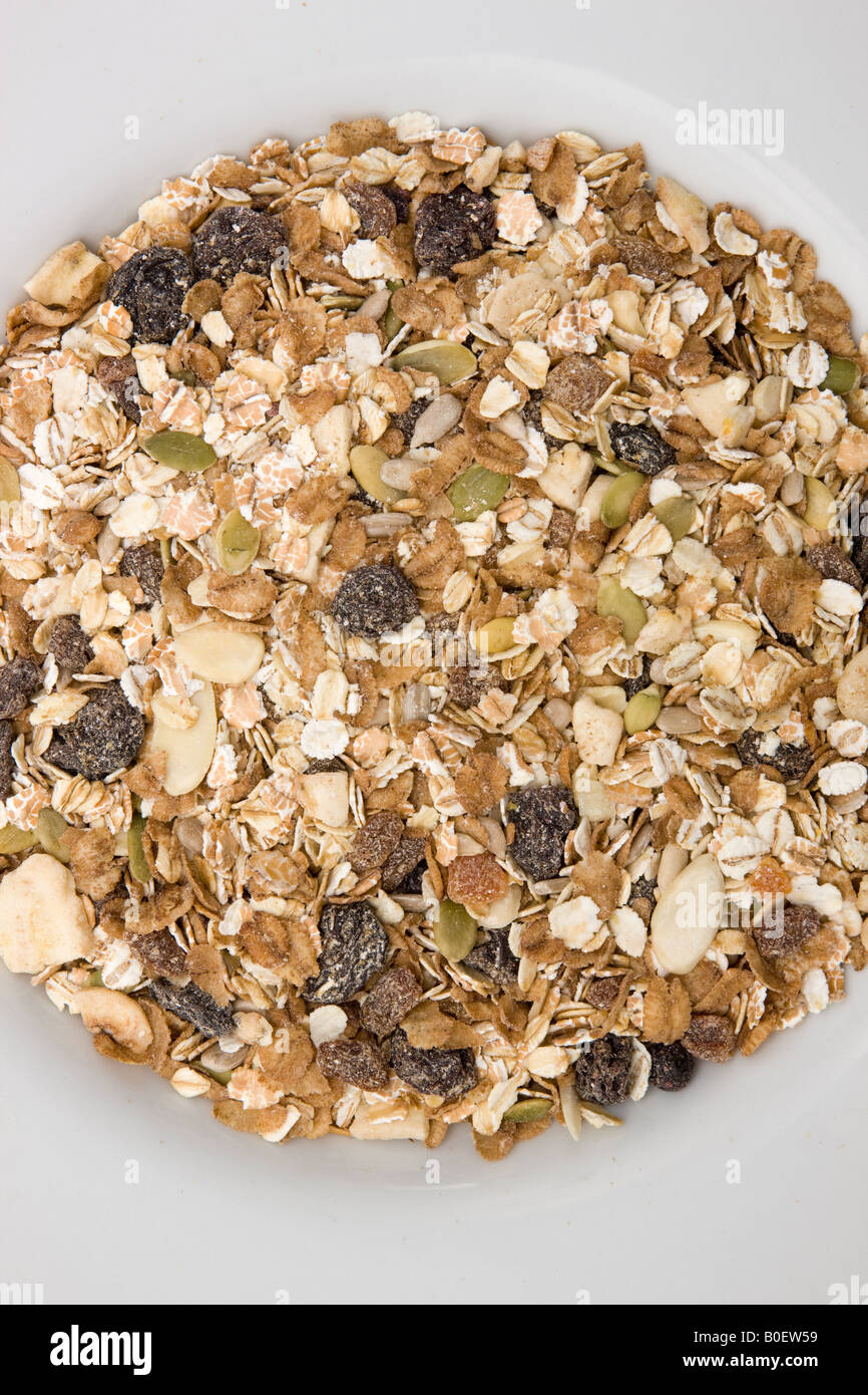 Organic muesli with fruit and nuts London England United Kingdom Stock