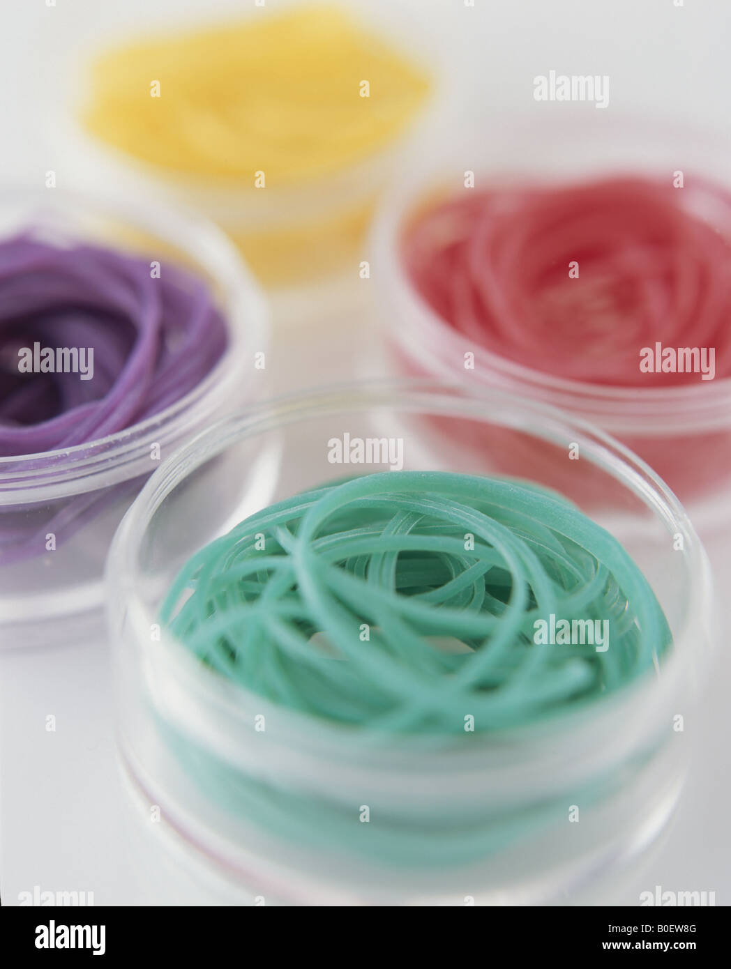 Rubber Bands In Pots Stock Photo Alamy