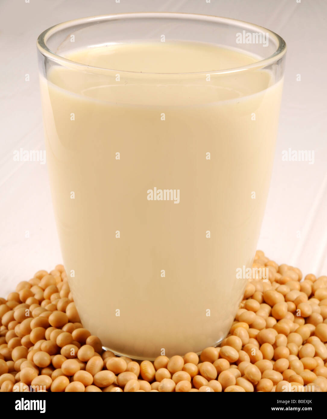 GLASS OF SOYA MILK WITH SOYA BEANS Stock Photo Alamy