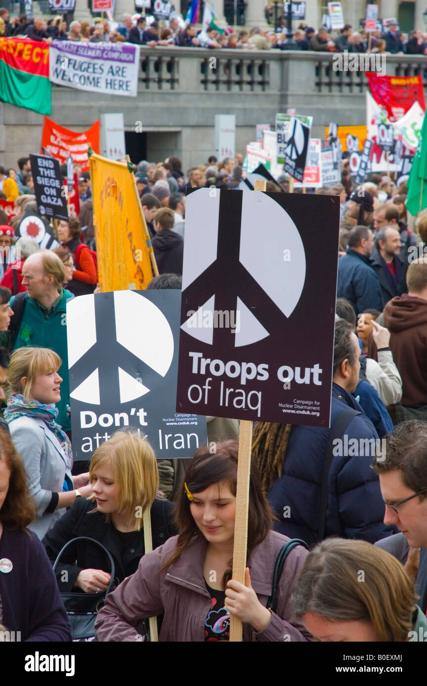 Peace rally at Trafalgar Square in London UK Stock Photo Alamy