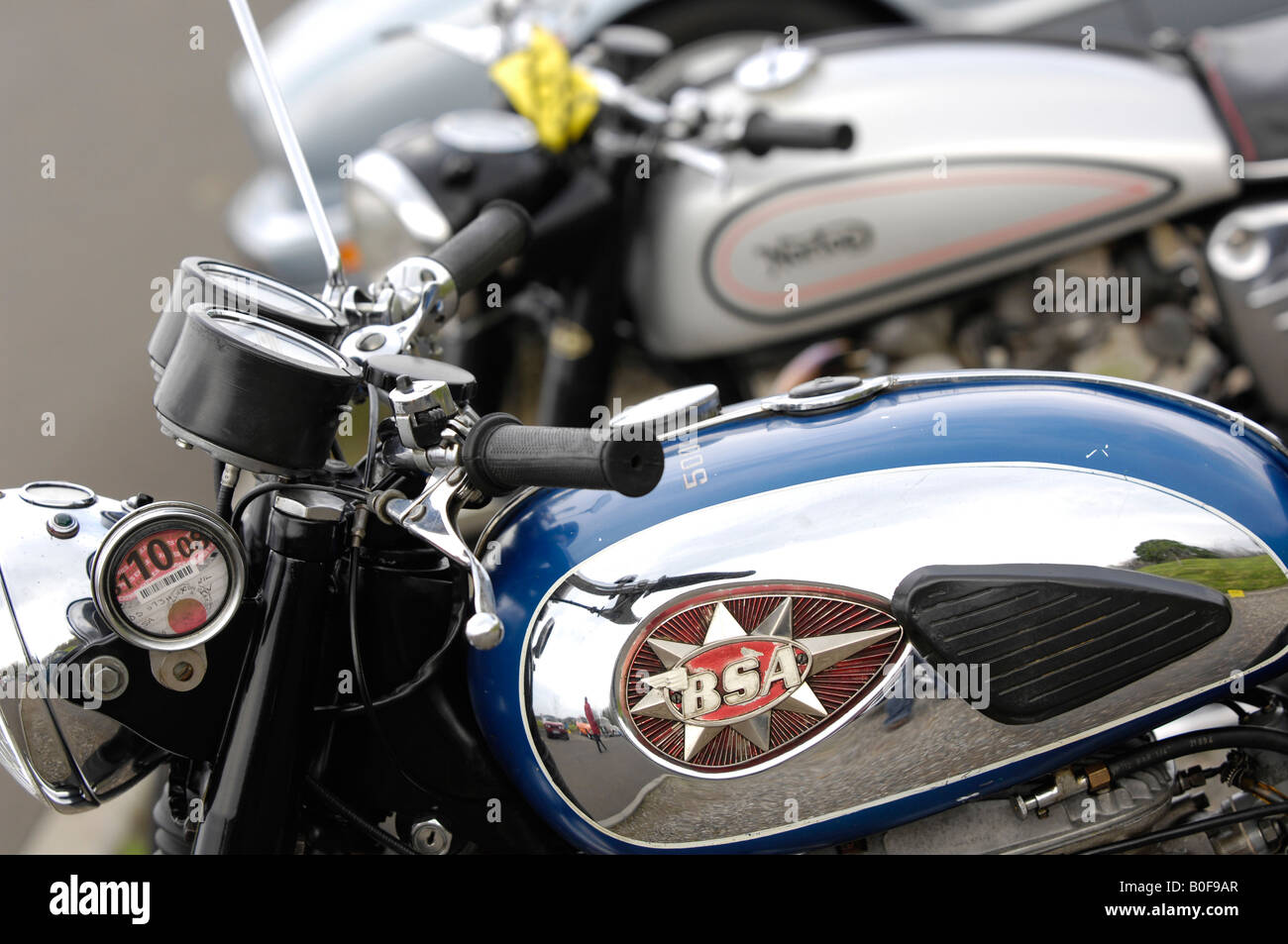 classic motorbikes BSA and norton Stock Photo