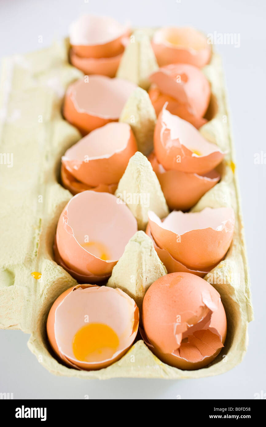 Still-life eggshells in a box Stock Photo