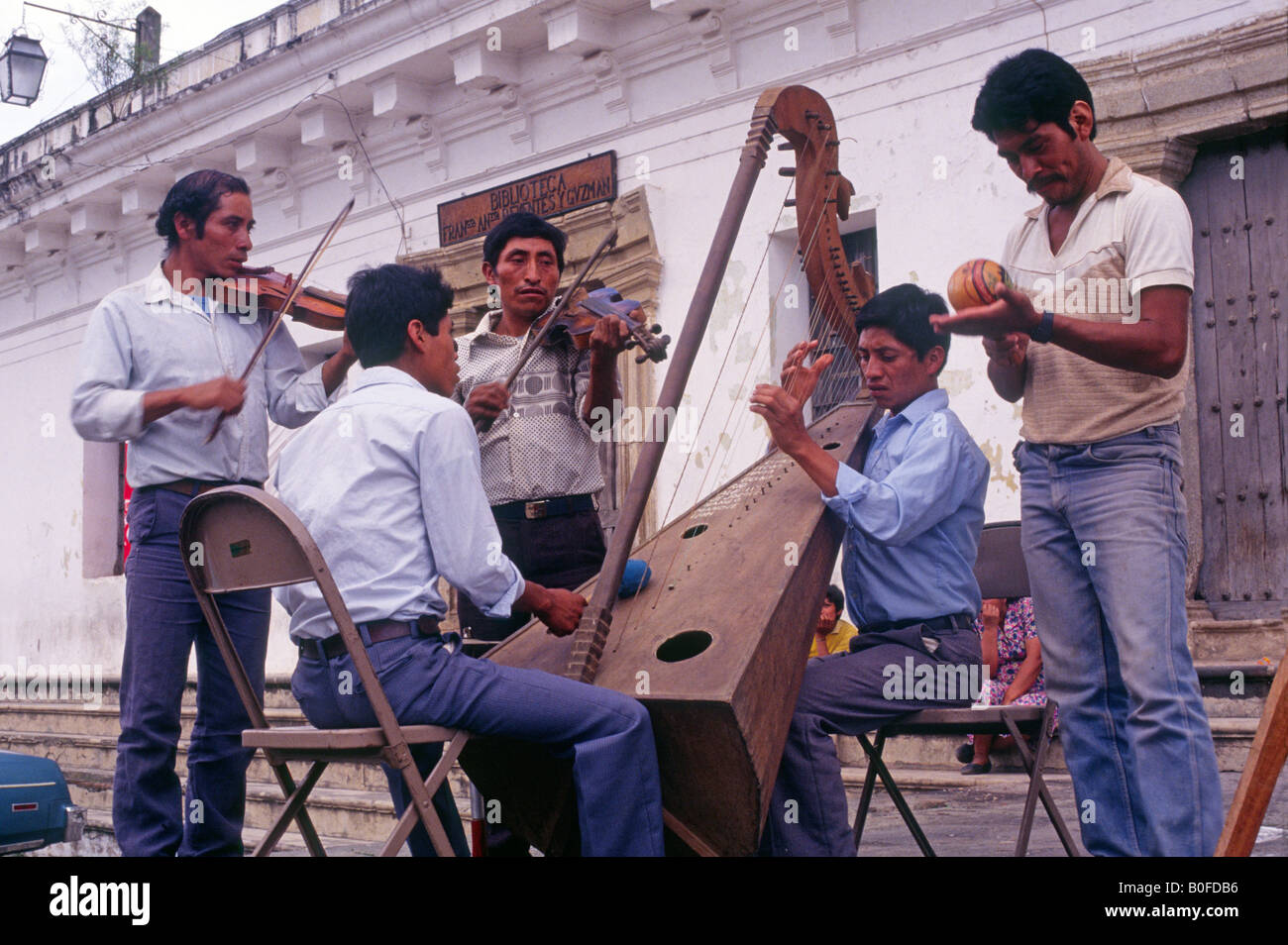 Band of street musicians Antigua Guatemala Stock Photo Alamy