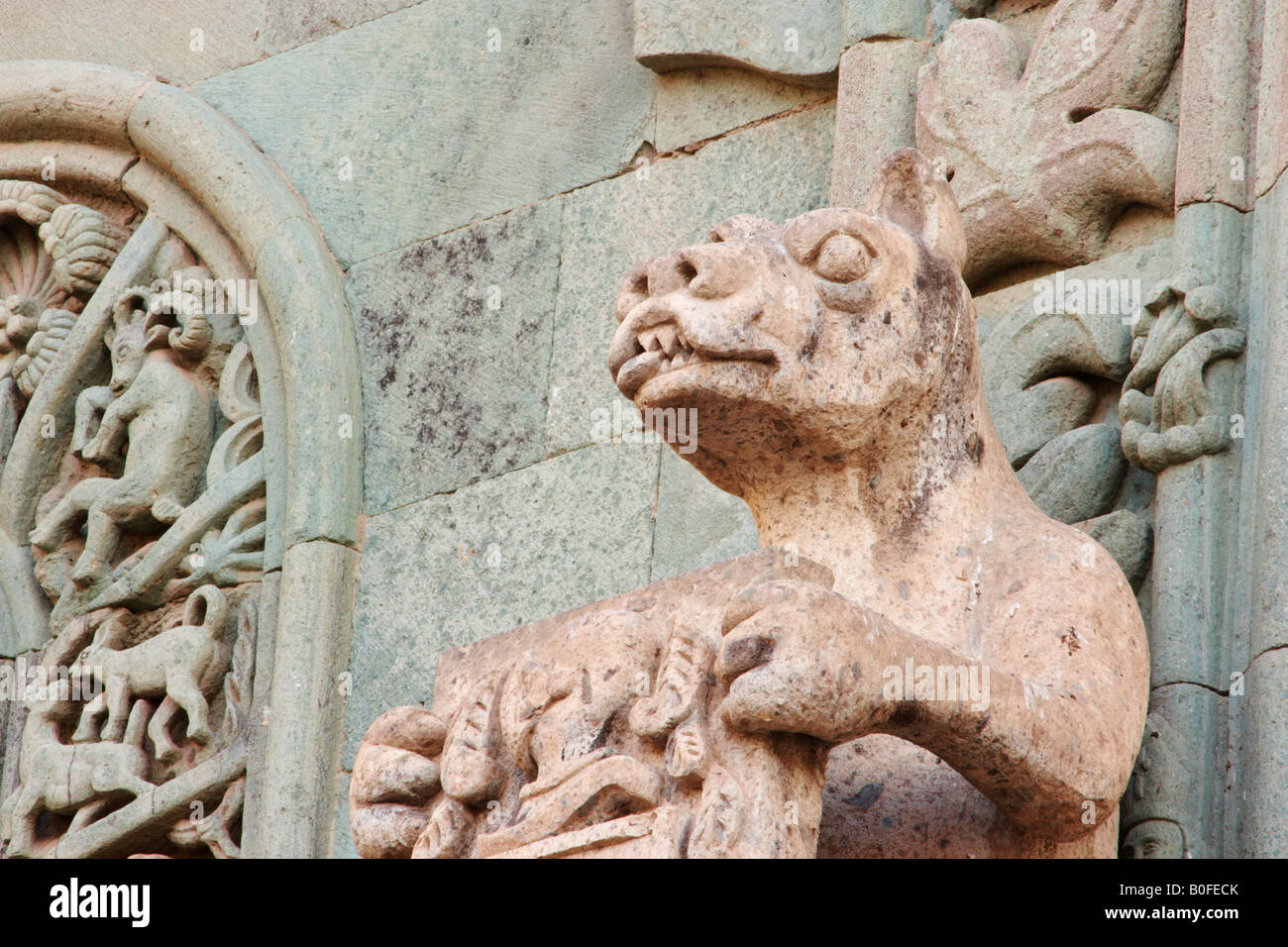 Stone statue at the entrance to La Casa de Colon (Christopher Columbus's house) in Las Palmas, Gran Canaria Stock Photo