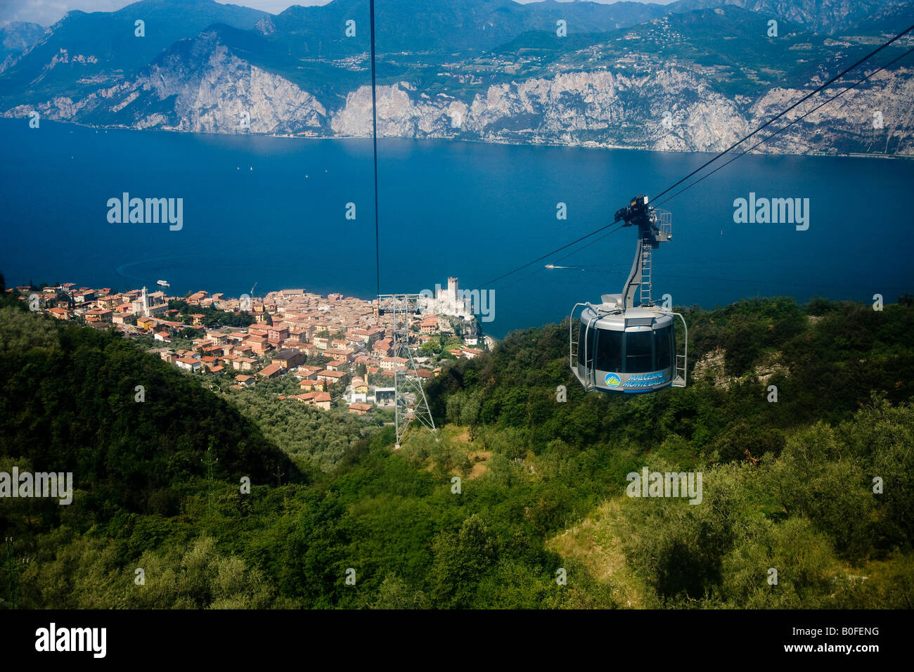 Malcesine from the Monte Baldo Cable Car Lake Garda in Verona Province Veneto Region Italy Stock Photo