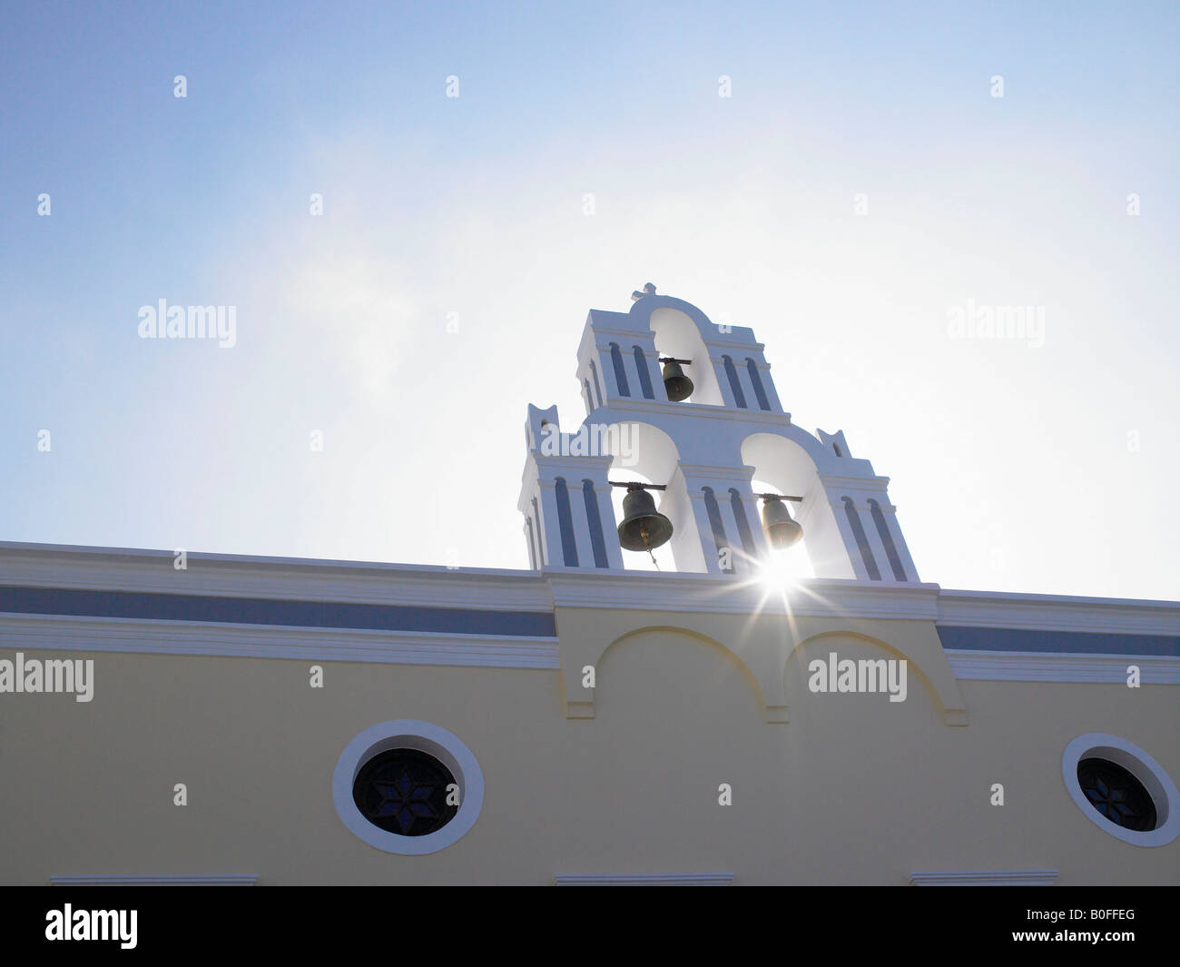 Church with sunlight behind Stock Photo