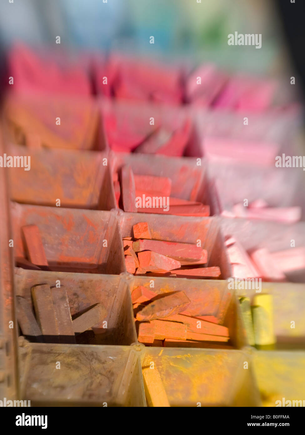 Pastel chalks for sidewalk drawing in Santa Barbara California Stock