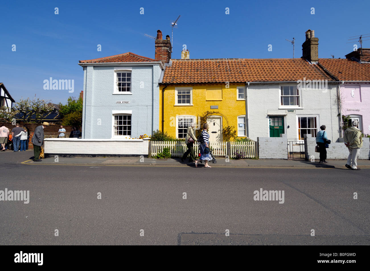Coloured Cottages, Aldeburgh, Suffolk Stock Photo