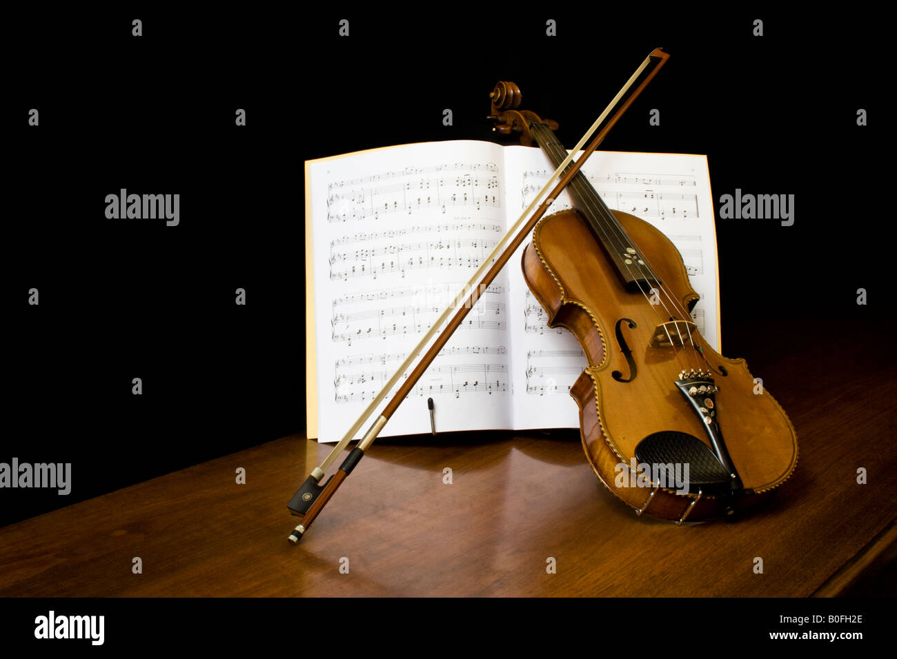 Violin with music Stock Photo