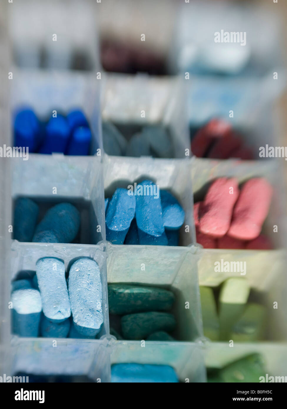 Pastel chalks for sidewalk drawing in Santa Barbara California Stock