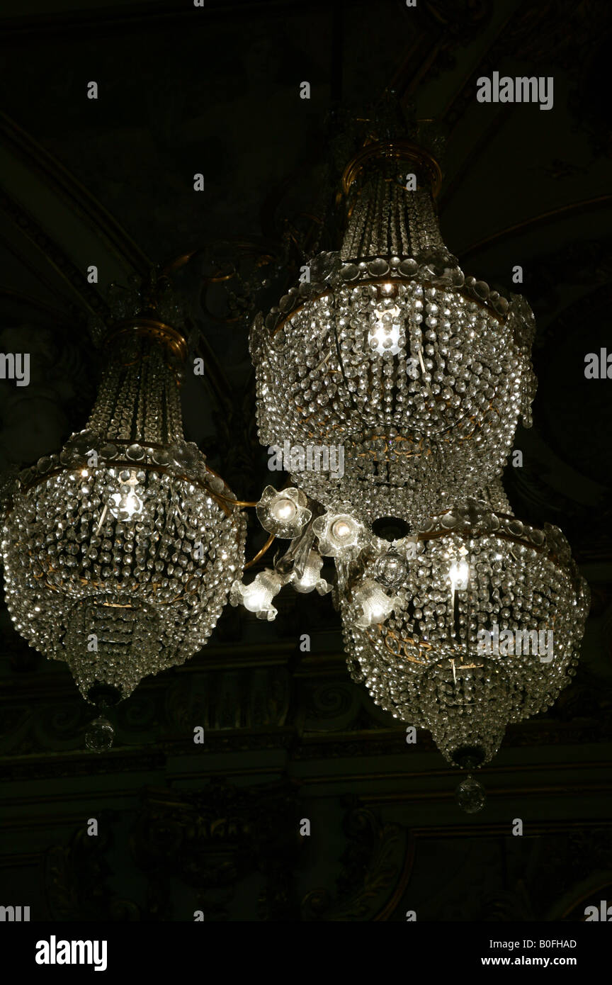 Shot of some huge glass Chandeliers in the Musée d'Orsay, Paris Stock Photo