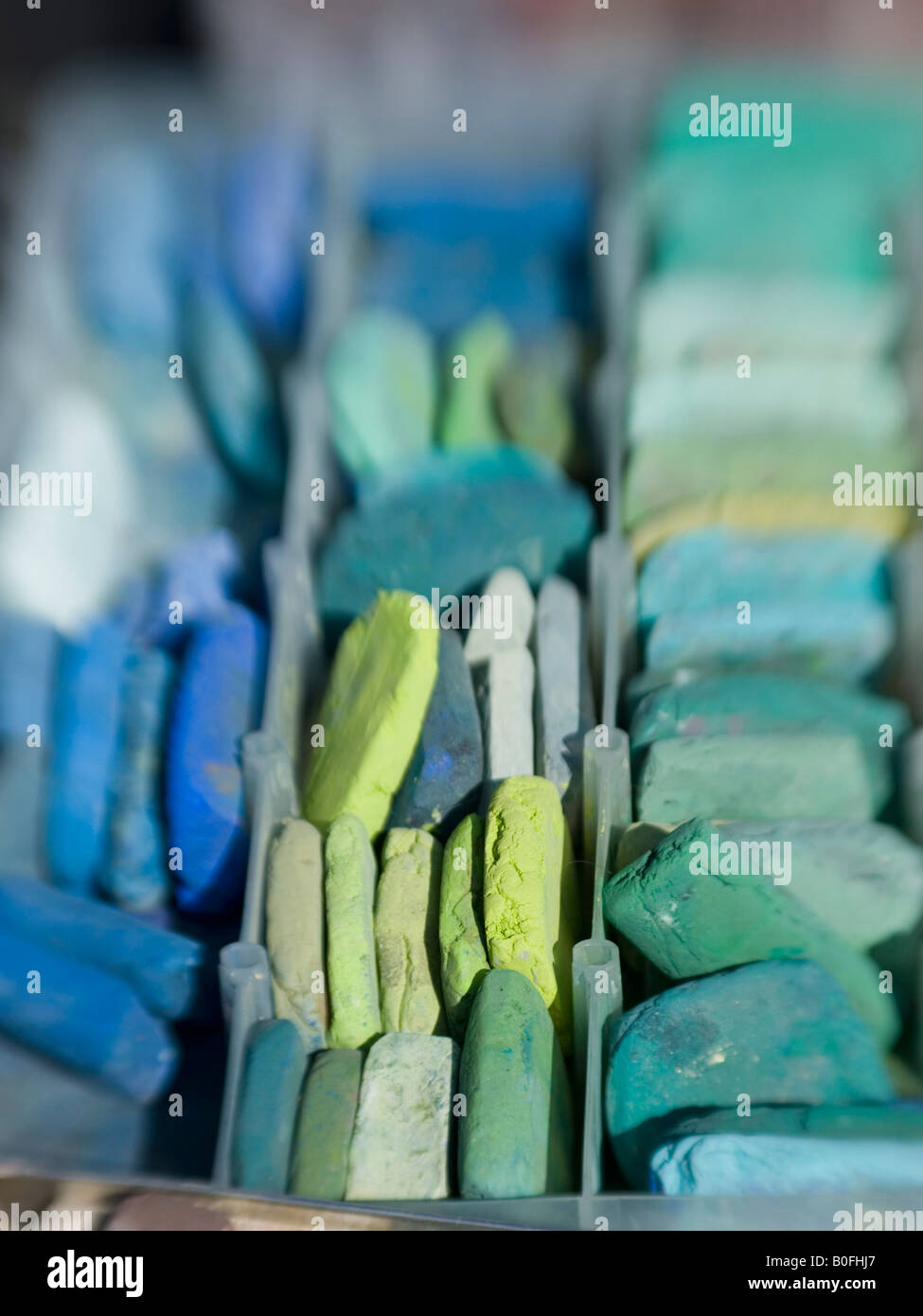 Pastel chalks for sidewalk drawing in Santa Barbara California Stock