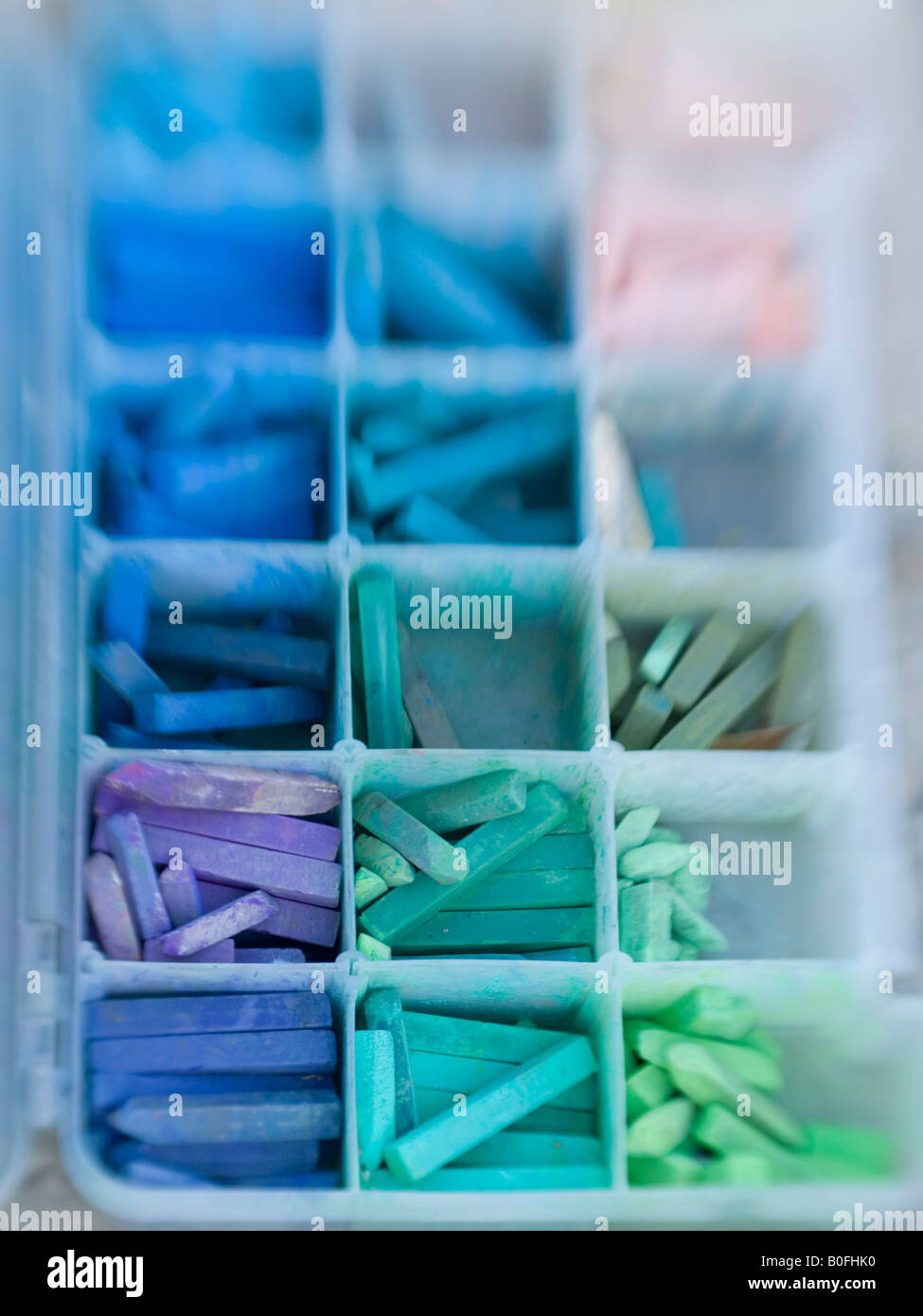 Pastel chalks for sidewalk drawing in Santa Barbara California Stock