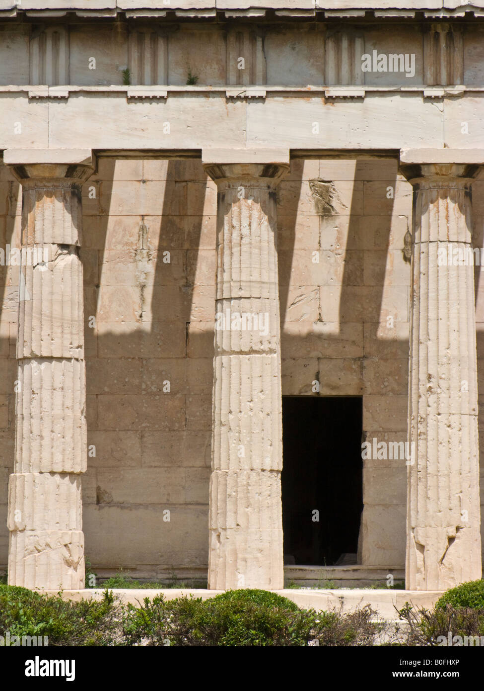 detail of columns, the Doric temple of Hephaestus, Agora of Athens Stock Photo