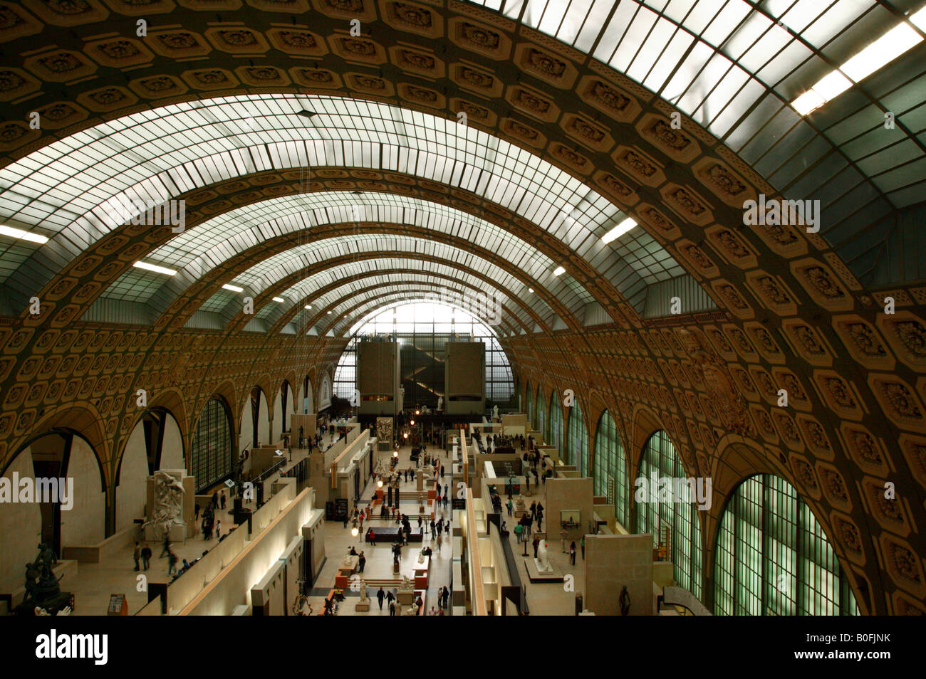 Shot looking down the main hall of the Musée d'Orsay, Paris France Stock Photo