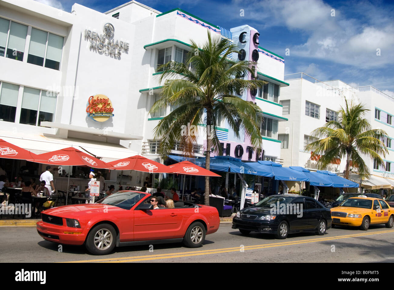 Cars cruising Ocean Drive, Miami, Florida, USA Stock Photo