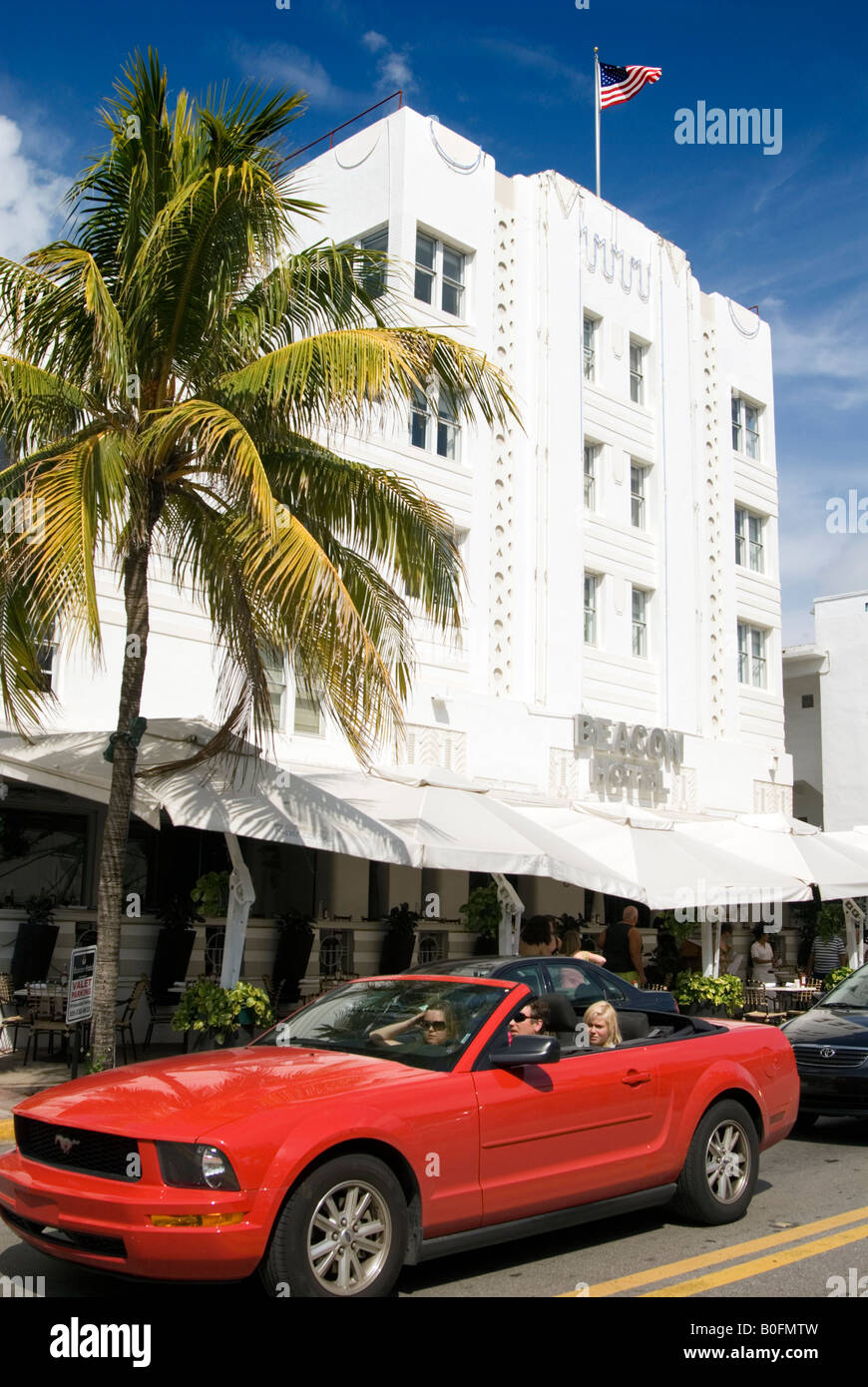 Car cruising Ocean Drive, Miami, Florida USA Stock Photo