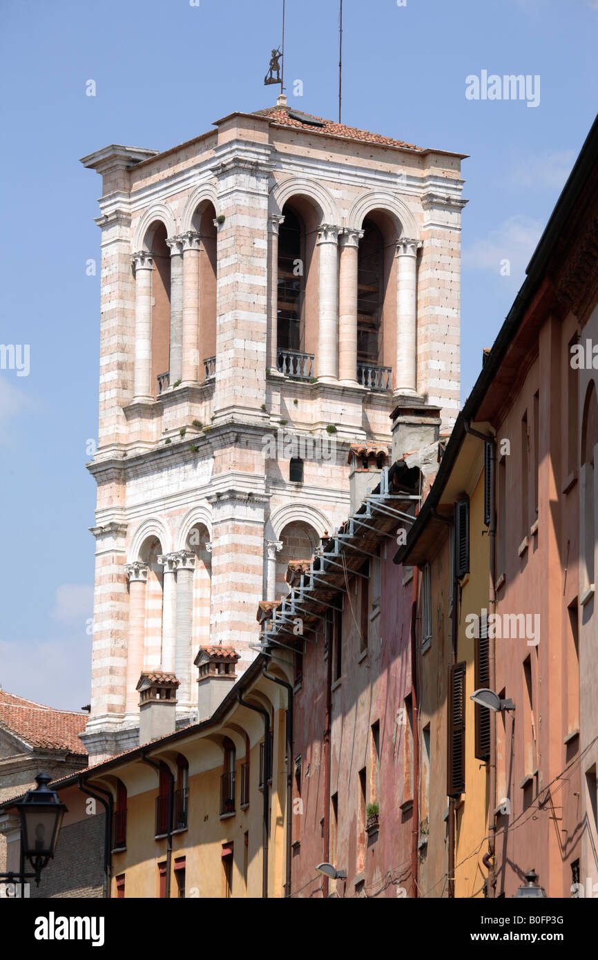 Bell tower of San Giorgio's cathedral, Ferrara, Italy Stock Photo