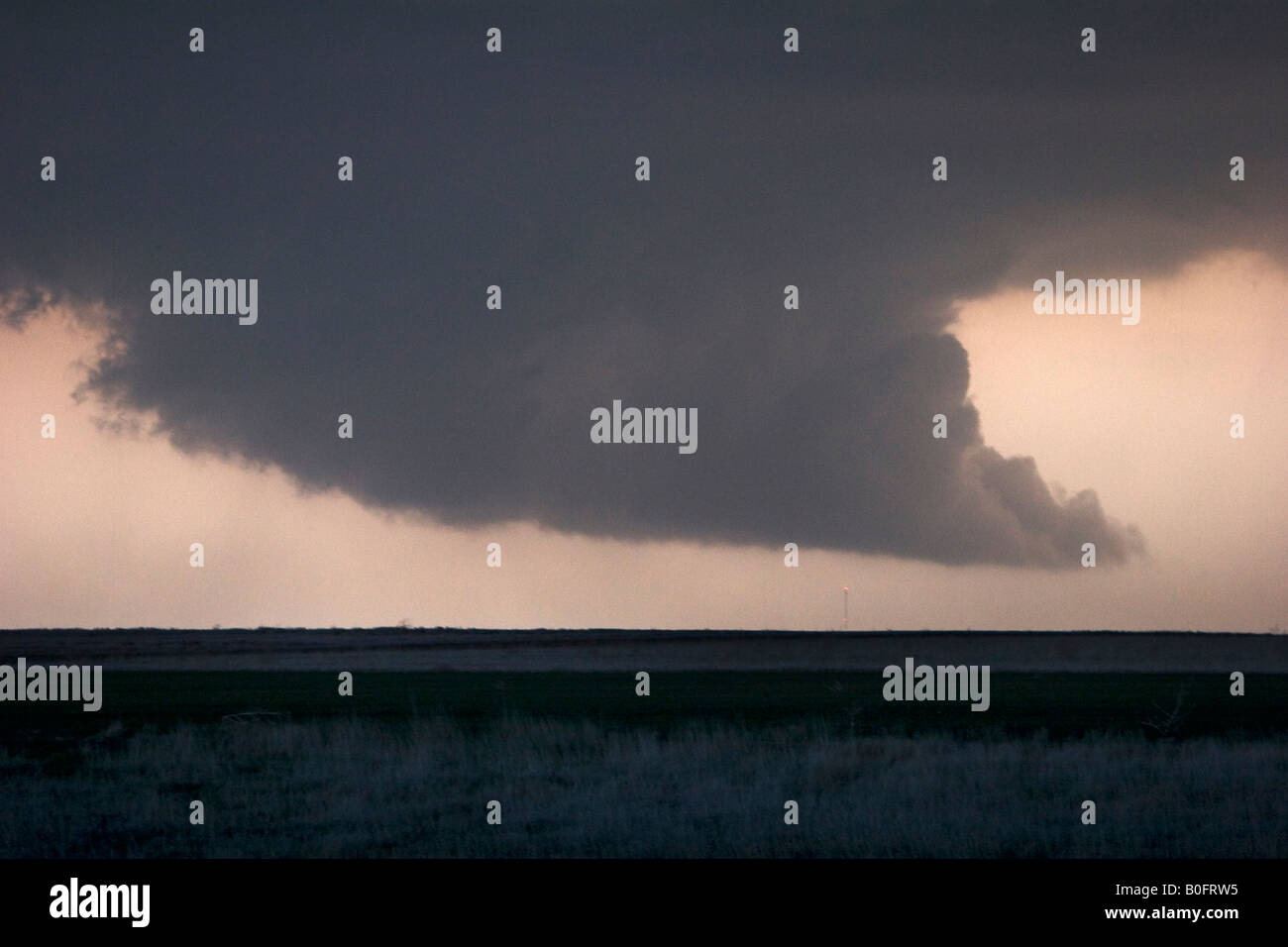 Large wall cloud of a tornado warned supercell thunderstorm in North ...