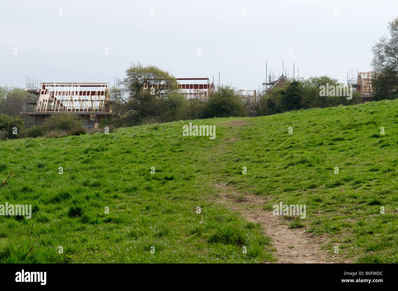 Houses being build on green land Mangotsfield Bristol May 2008 Stock