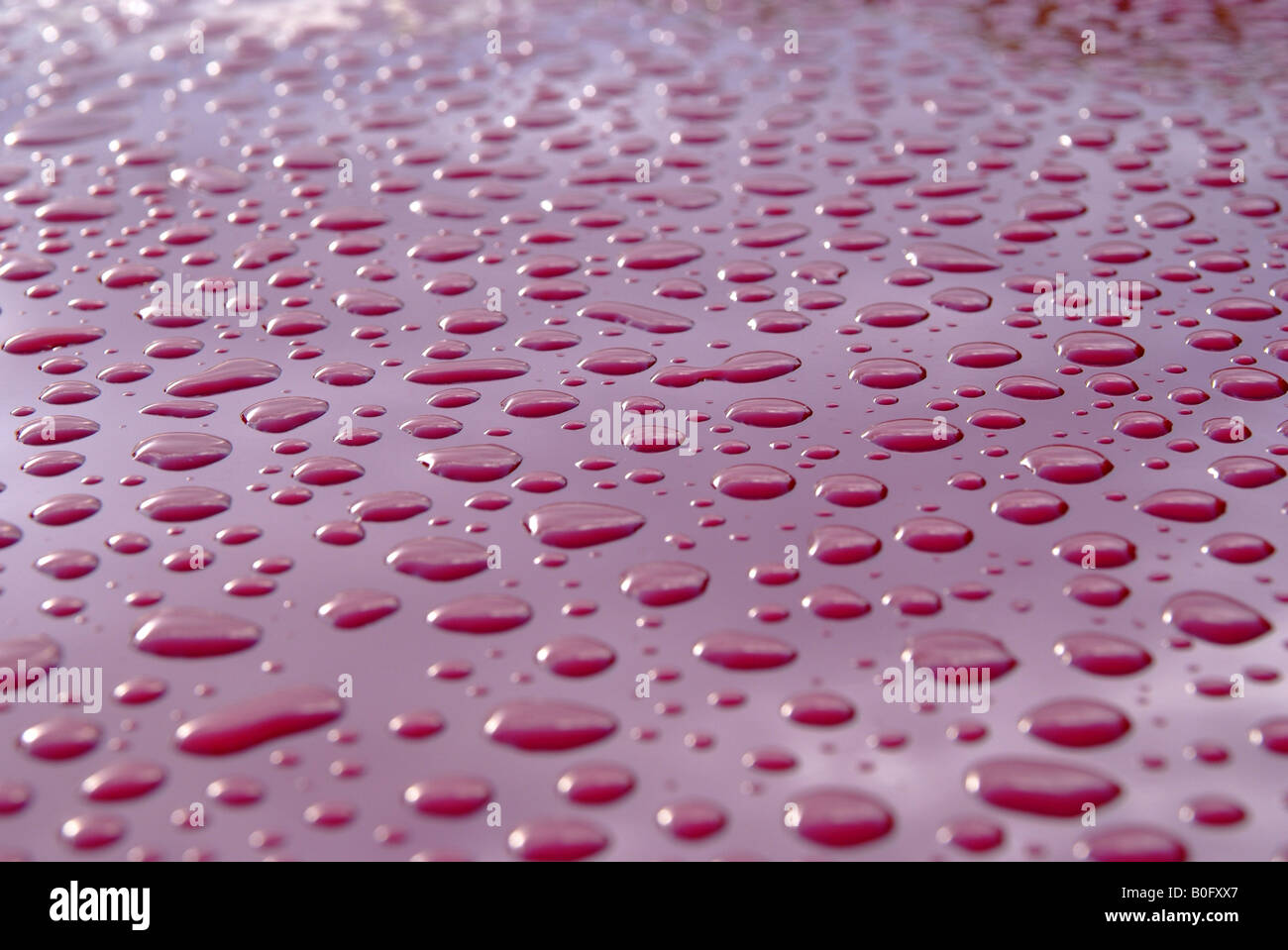 Raindrops on metal serface Stock Photo