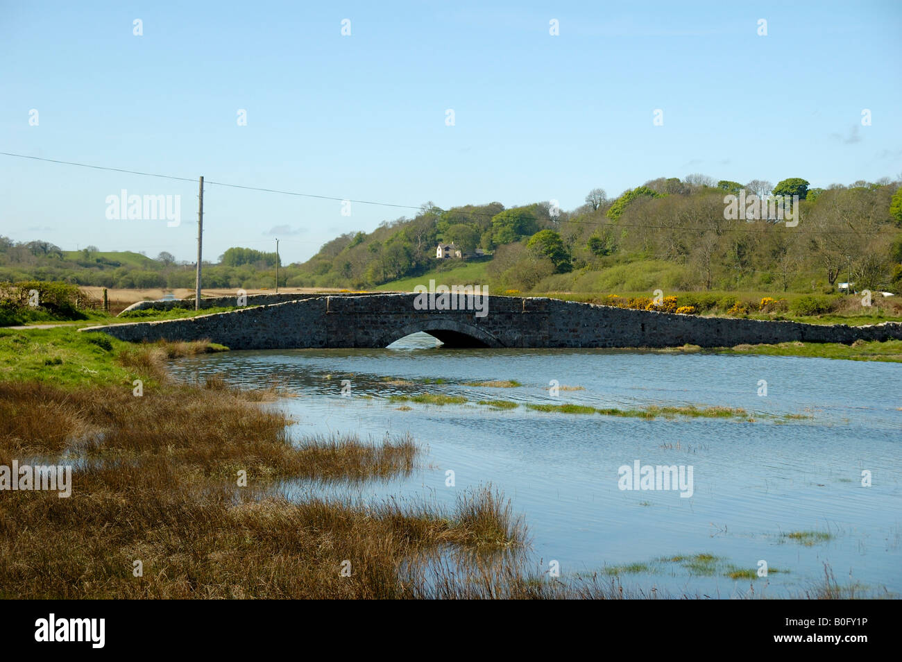 Bridge over River Nodwydd at Red Wharf Bay Anglesey North Wales Stock Photo