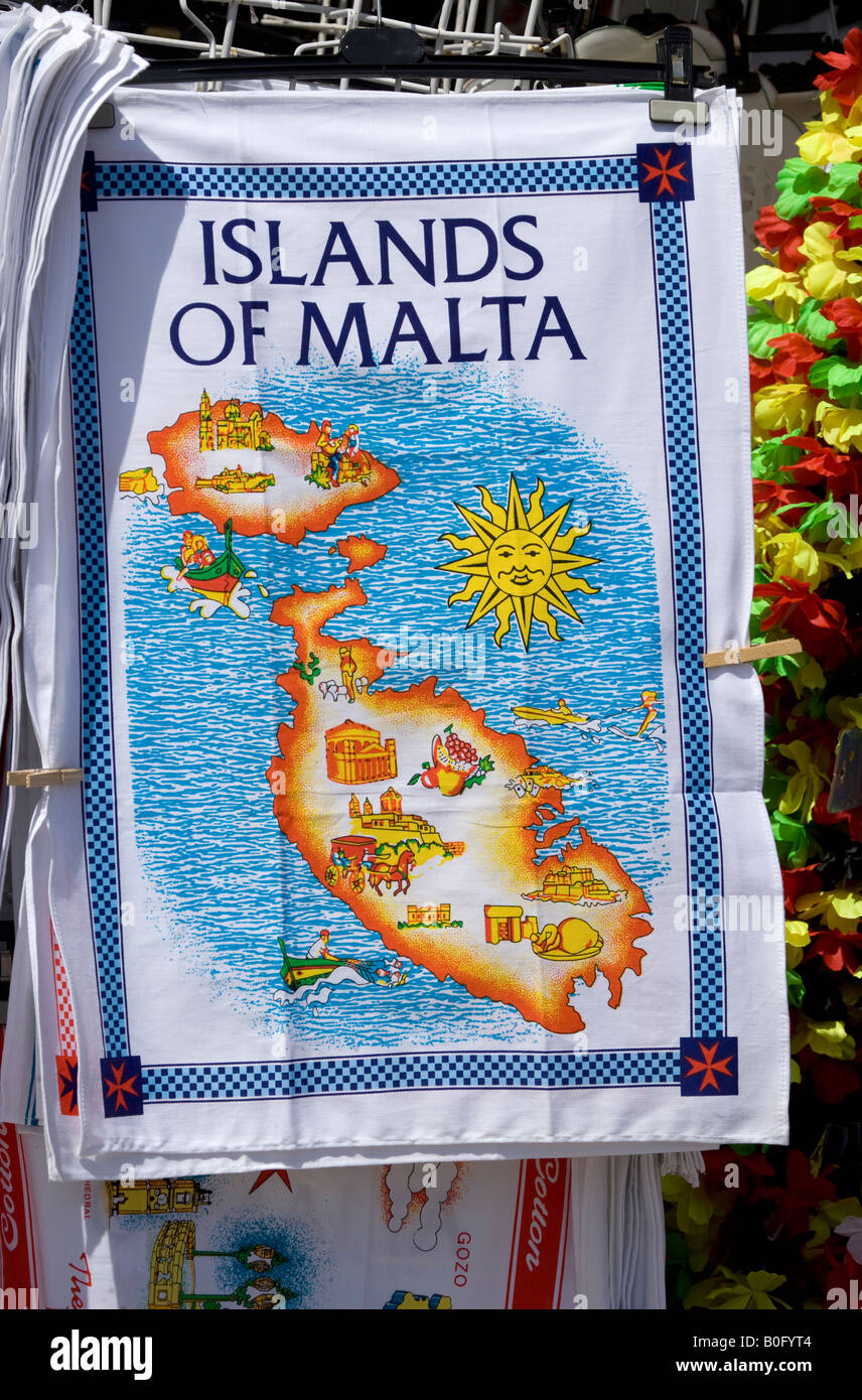 Souvenir Tea Towel Valletta Malta Stock Photo Alamy