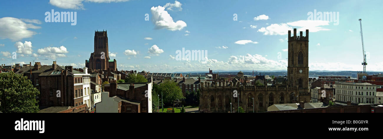 A stitched together panorama of Liverpools' skyline Stock Photo