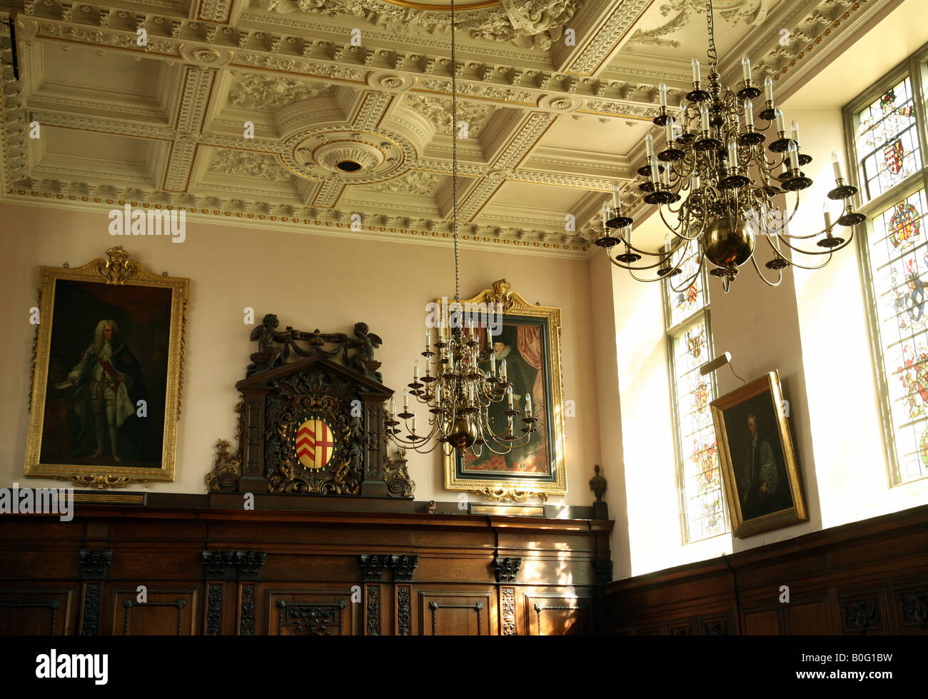 A view inside the Hall, Clare College, Cambridge England Stock Photo