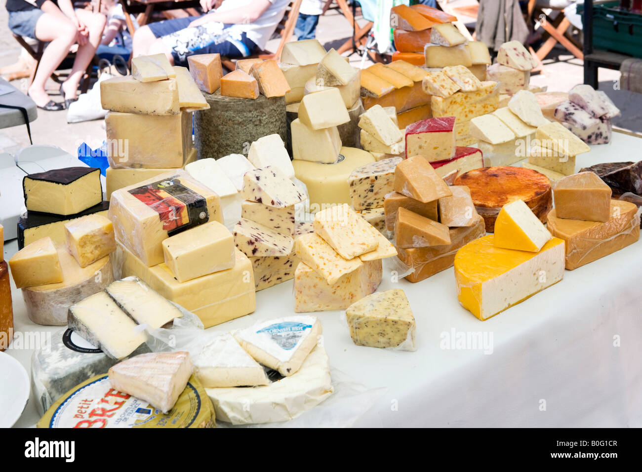 Selection of cheese at local produce market, Whitby, East Coast, North