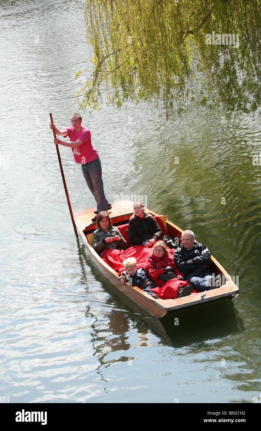 A tourist punt on the river Cam near Trinity College, Cambridge, UK Stock Photo