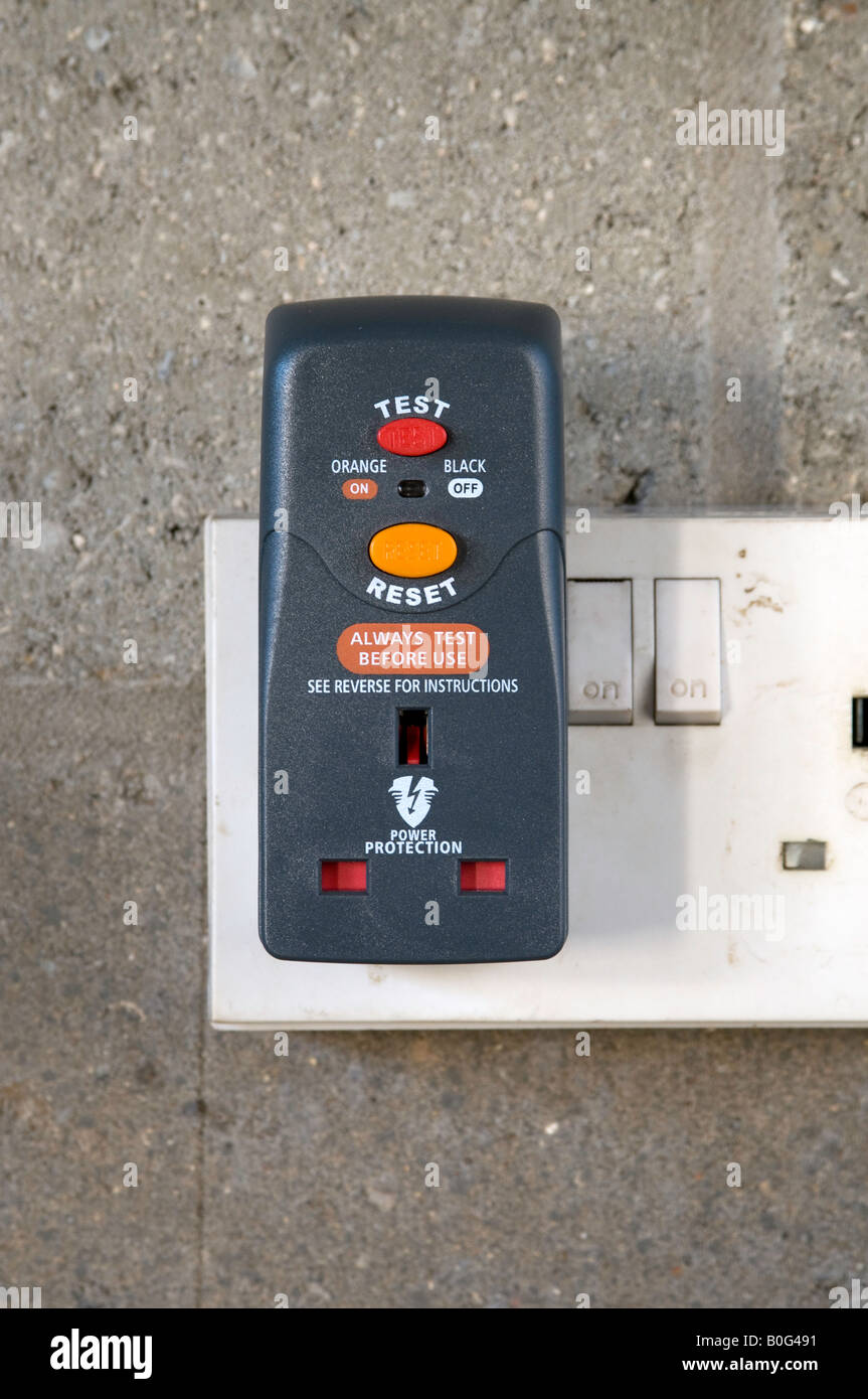 Plug in RCD (Residual Current Device) for use with portable mains