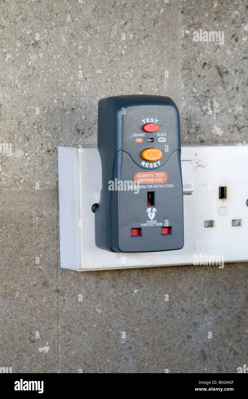 Plug in RCD (Residual Current Device) for use with portable mains appliances Stock Photo