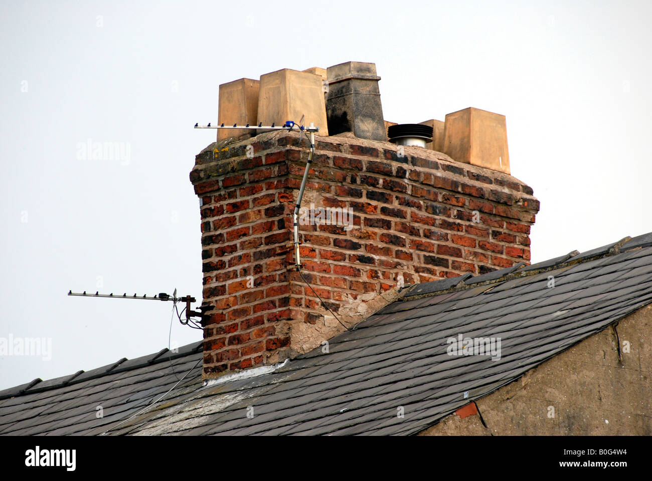 Chimney pots and ariels Stock Photo