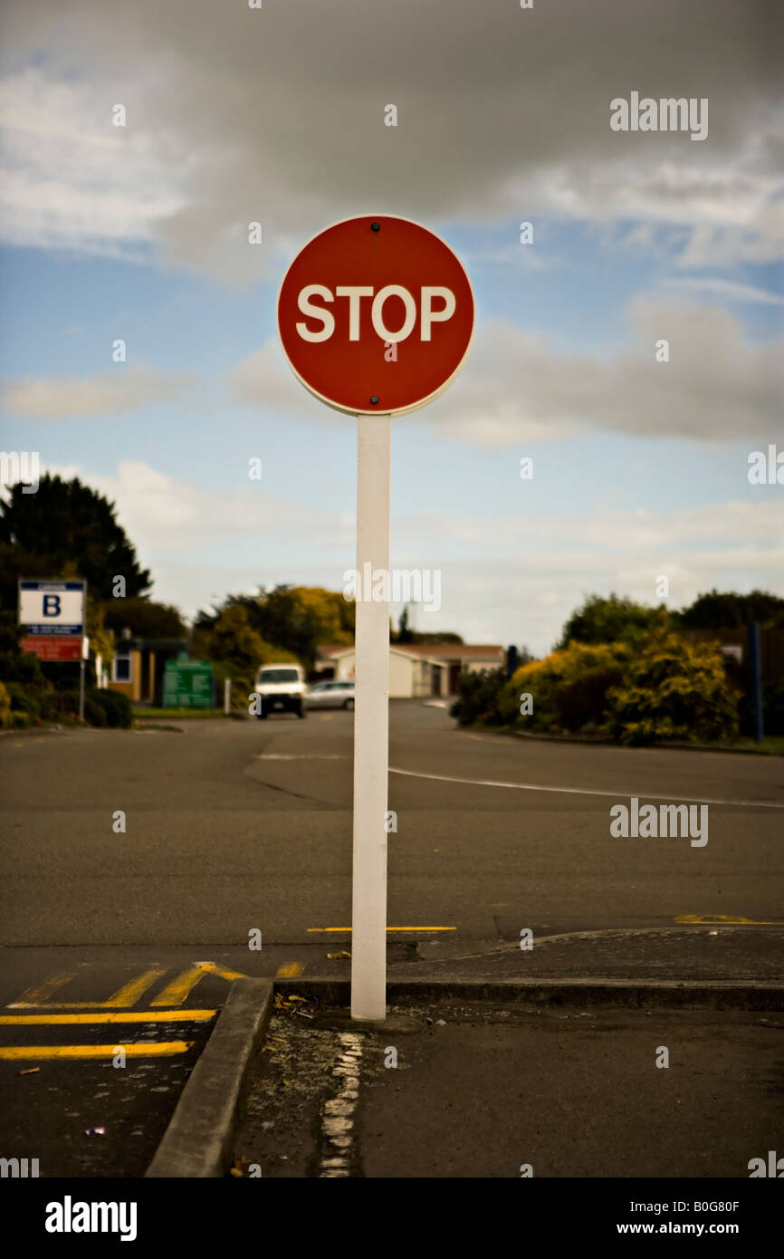 Stop sign Hospital car park Palmerston North New Zealand Stock Photo