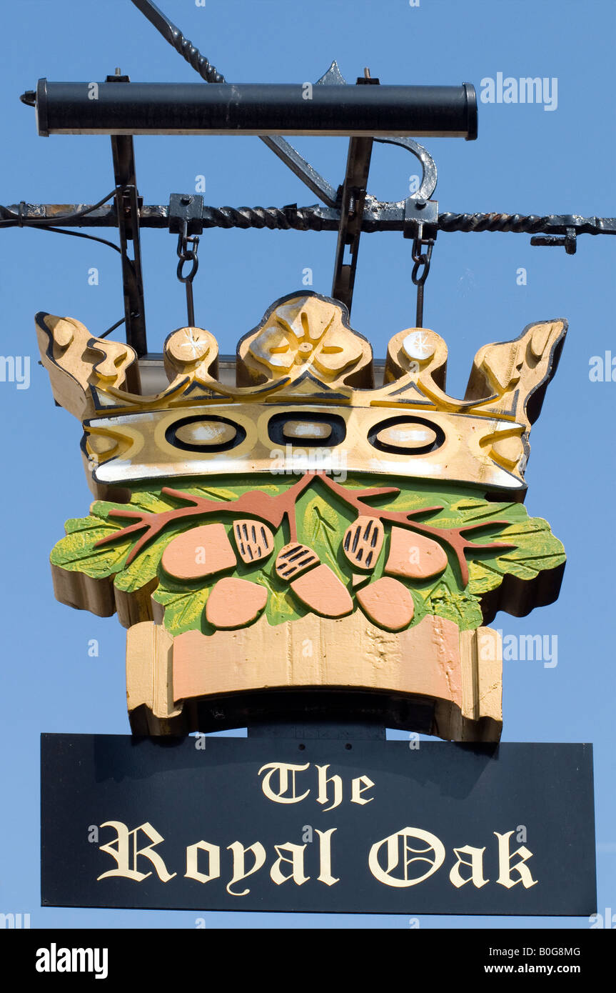 The "Royal Oak"Pub sign in Chesterfield in Derbyshire "Great Britain