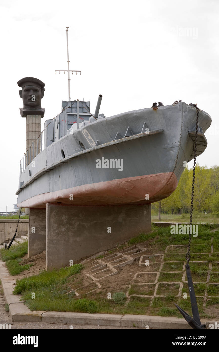 Gunboat of Volga Naval Flotilla used during the Battle of Stalingrad, Volgograd, Russia, Russian Federation Stock Photo