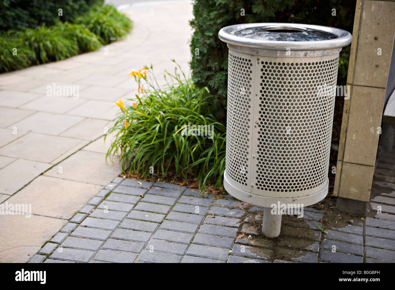 Litter bin hospital grounds Palmerston North New Zealand Stock Photo