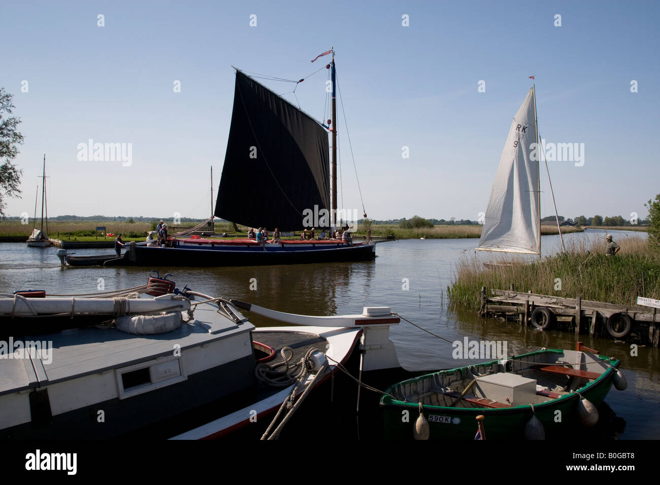 Boats on Norfolk Broads Stock Photo Alamy