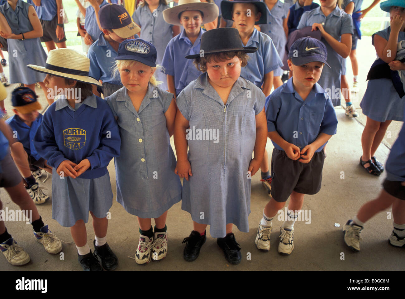 Children in a primary school in a rural area wearing hats protect them from the sun, Australia Stock Photo - Alamy